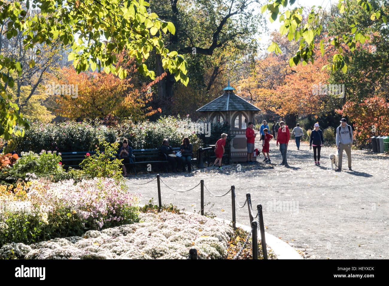 The Bridle Path in Central Park is accessible through Engineers' Gate, New York City, USA Stock