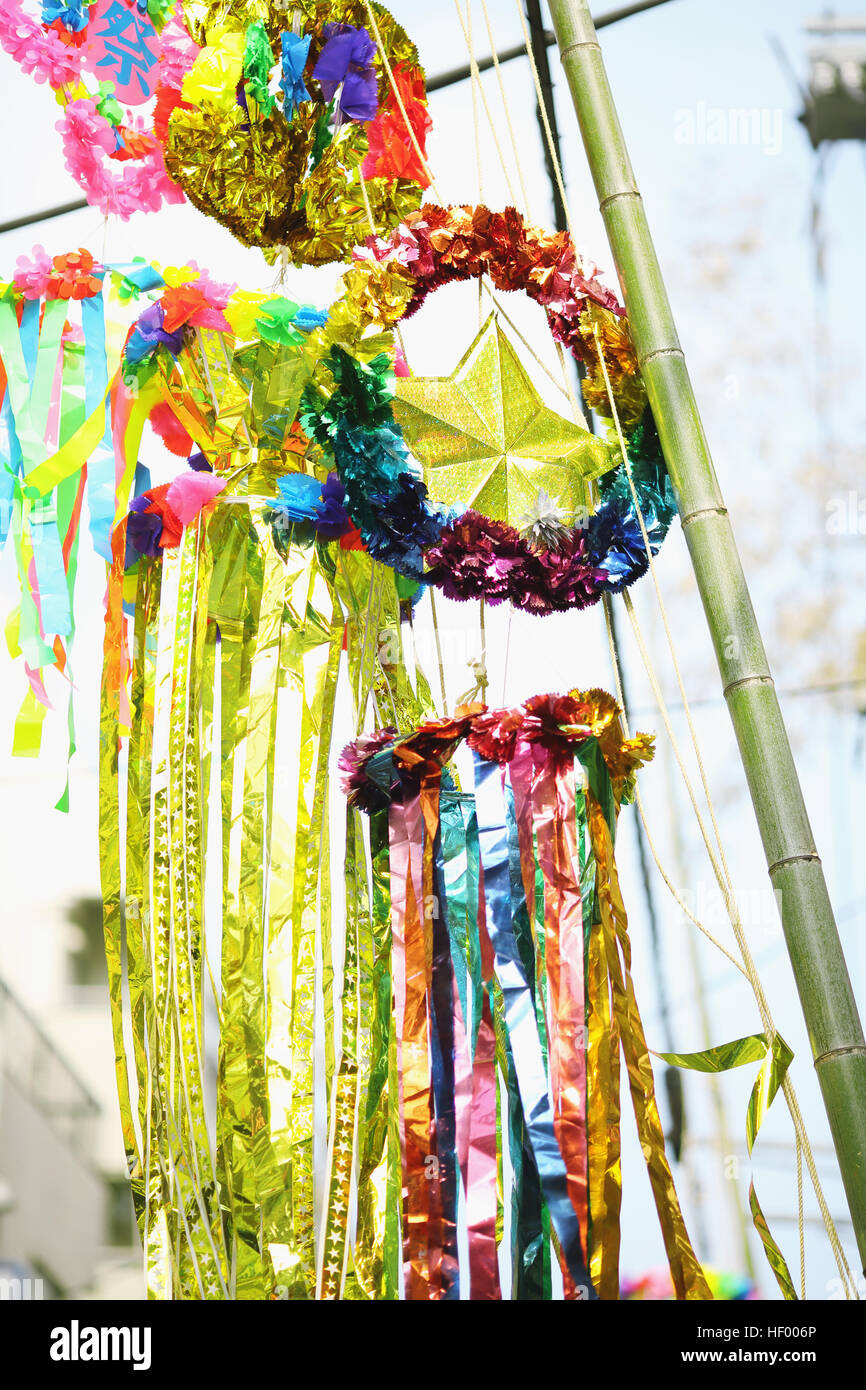 Japanese traditional Tanabata festival decorations Stock Photo