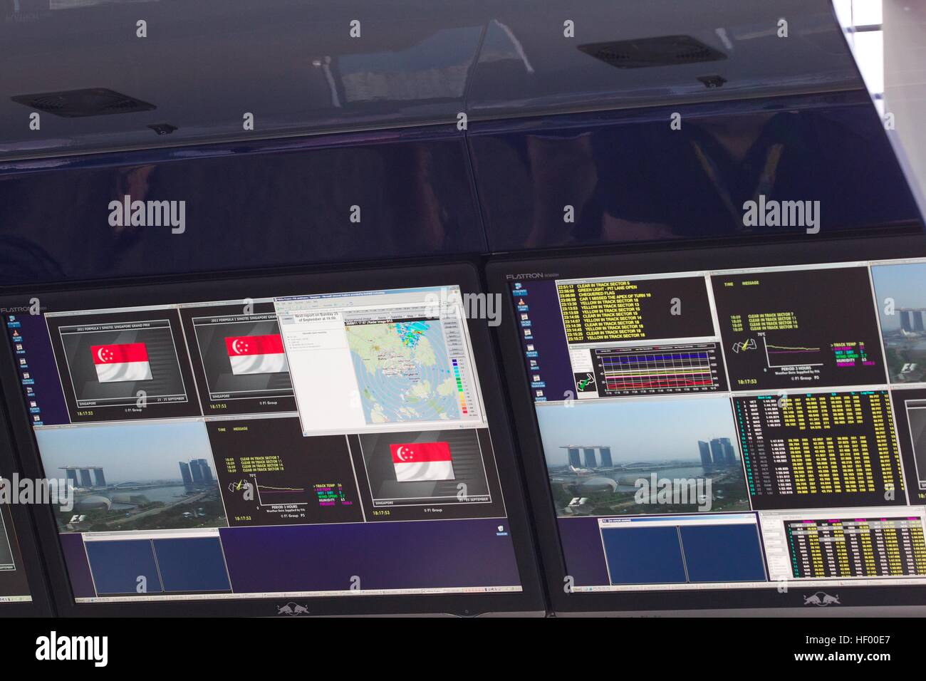 F1 formula one monitors screen Singapore grand prix Stock Photo - Alamy