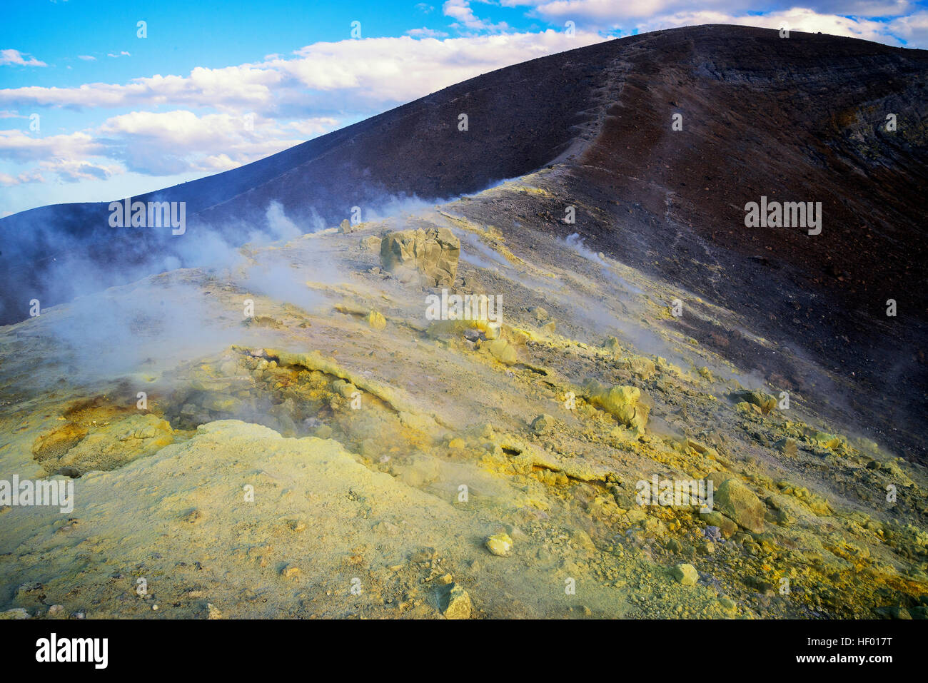 Sulphur and fumarole smoke, The Gran Cratere, Vulcano Island, Aeolian Islands, Italy Stock Photo