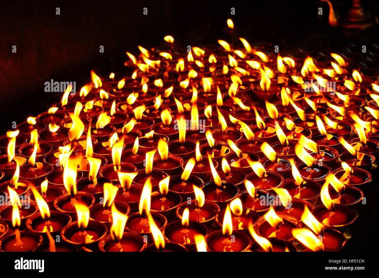 Lit oil lamps, monastery, Bodhnath, Kathmandu, Nepal Stock Photo Alamy