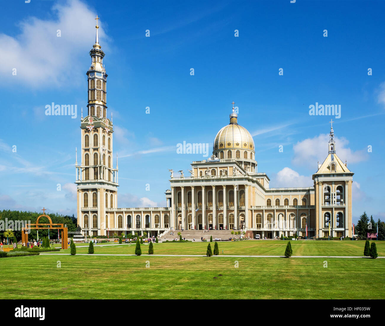 Sanctuary and Basilica in Lichen. The biggest church in Poland and one of the largest in the World. Famous pilgrimage site. Stock Photo
