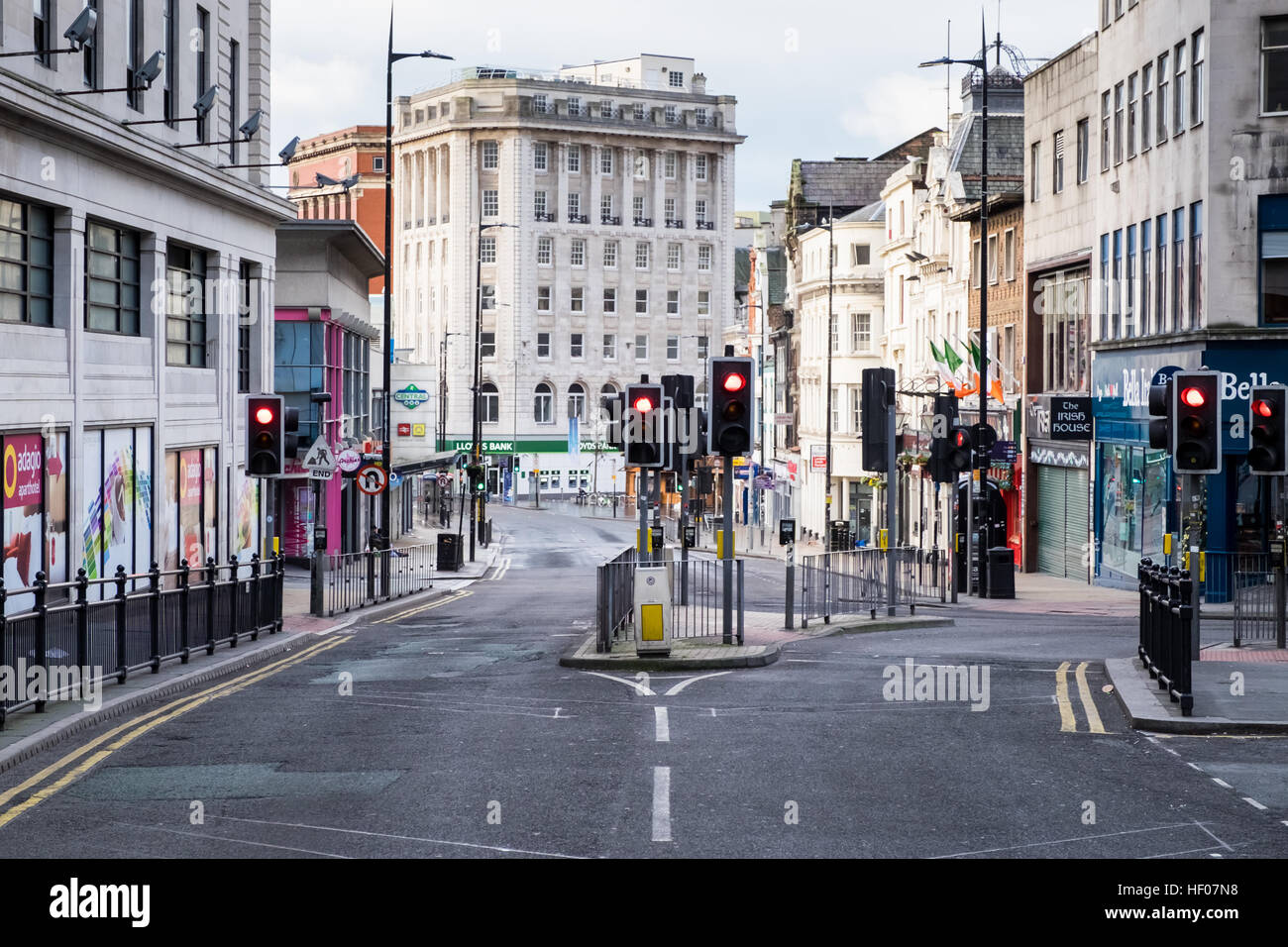 Liverpool, UK. 25th Dec, 2016. The streets of Liverpool city centre deserted on the morning of Christmas Day (Sunday, December 25,2016). Credit: Christopher Middleton/Alamy Live News Stock Photo