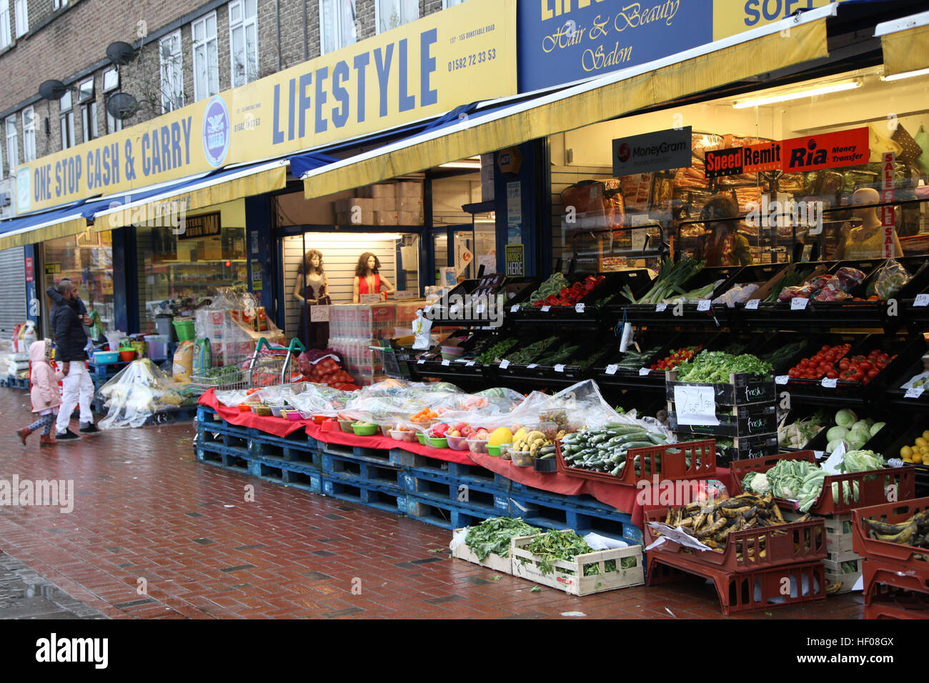 Luton, UK 25 Dec 2016 Shops are open as normal for business on Christmas Day in Bury Park