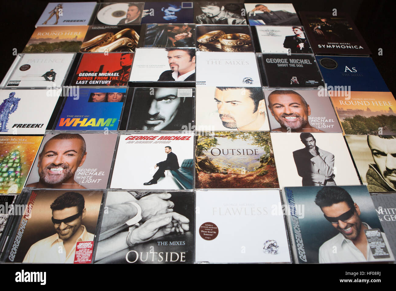 A photograph of a CD collection from George Michael's various music cd’s. © Ian Jones/Alamy Live News Stock Photo