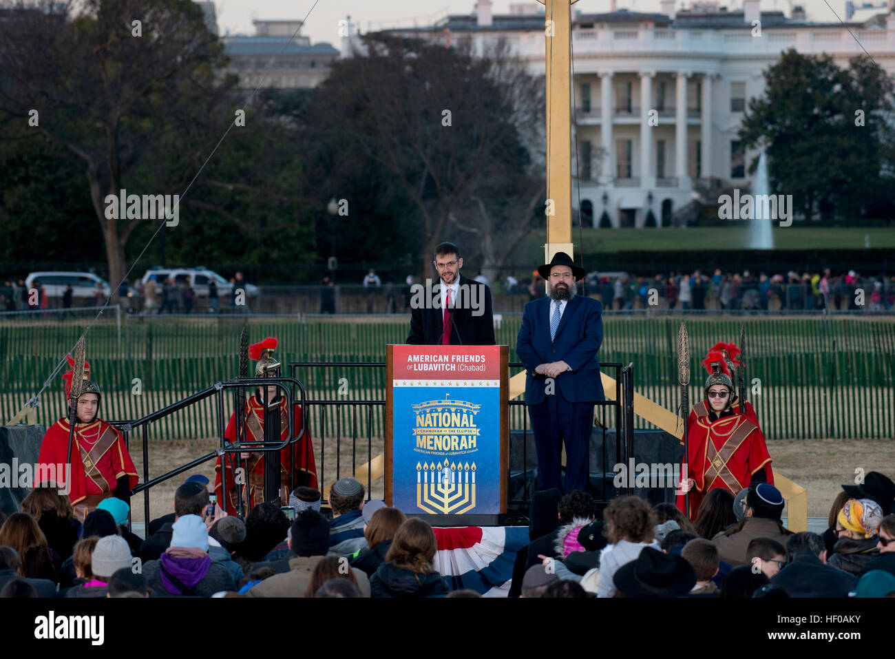 Under Secretary of the Treasury on Countering the Financing of Terrorism Adam Szubin (Acting) makes remarks at the lighting of the National Chanukah Menorah on the White House Ellipse in Washington, DC on Sunday, December 25, 2016. The National Menorah is a project of the American Friends of Lubavitch (Chabad). Credit: Bill Auth/CNP /MediaPunch Stock Photo