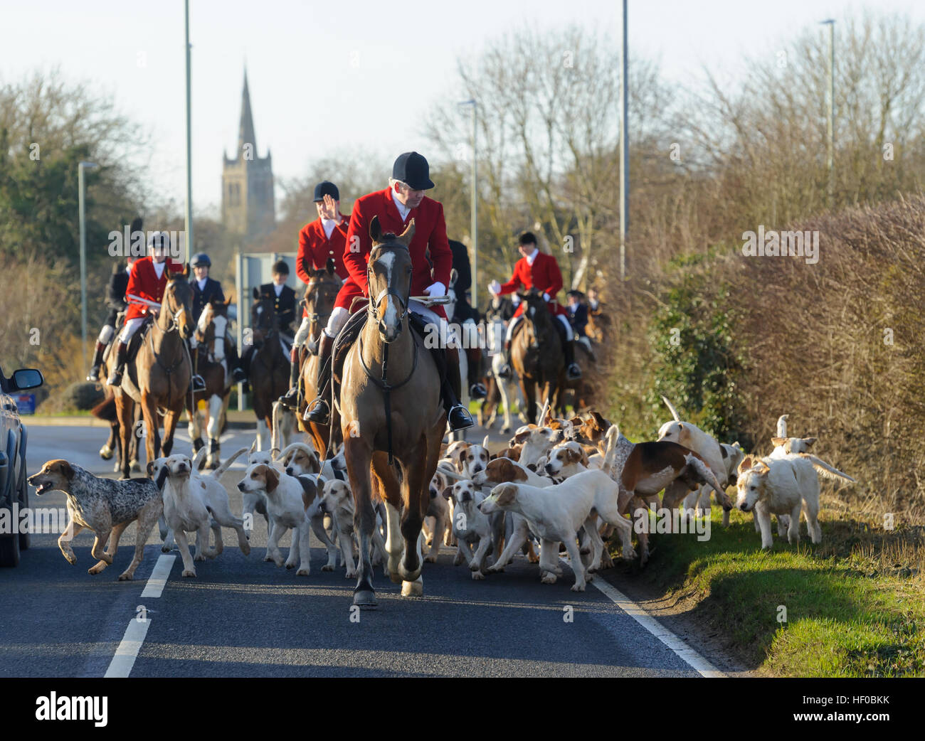 Oakham, Rutland. 26th December 2016. The Cottesmore Hunt meet on Boxing Day for the 350th time in its history. Credit: Nico Morgan/Alamy Live News Stock Photo
