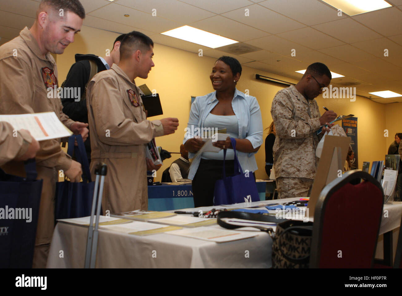 Marines with Aircraft Rescue and Firefighting sign up for information
