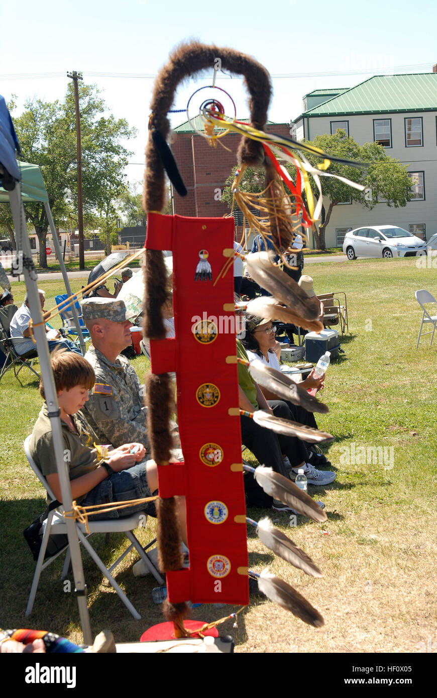 A photo of a clan or family war staff, also known as an Eagle Staff