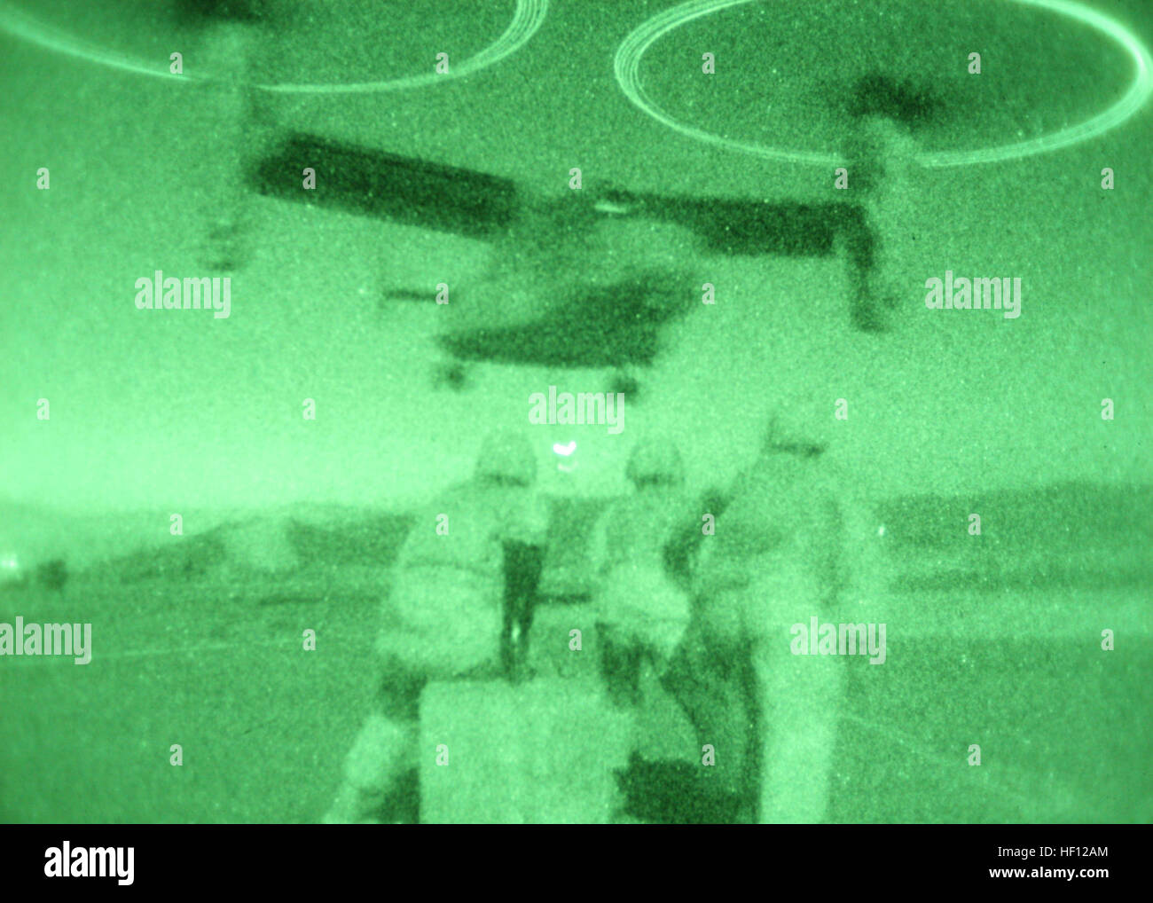 A MV-22B Osprey operating at night similar to the ones flown by VMM-264 aboard Marine Corps Air Station New River, N.C., during their night systems instructor training. The training will double the amount of NSIs in the squadron. USMC-090701-M-8990S-002 Stock Photo