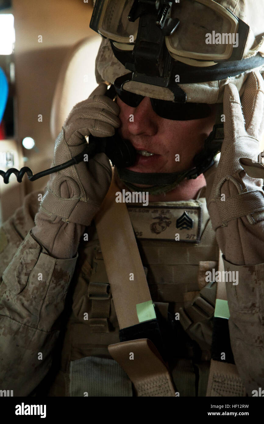 U.S. Marine Corps Sgt. Gary Wilson, right, a field radio operator Stock ...