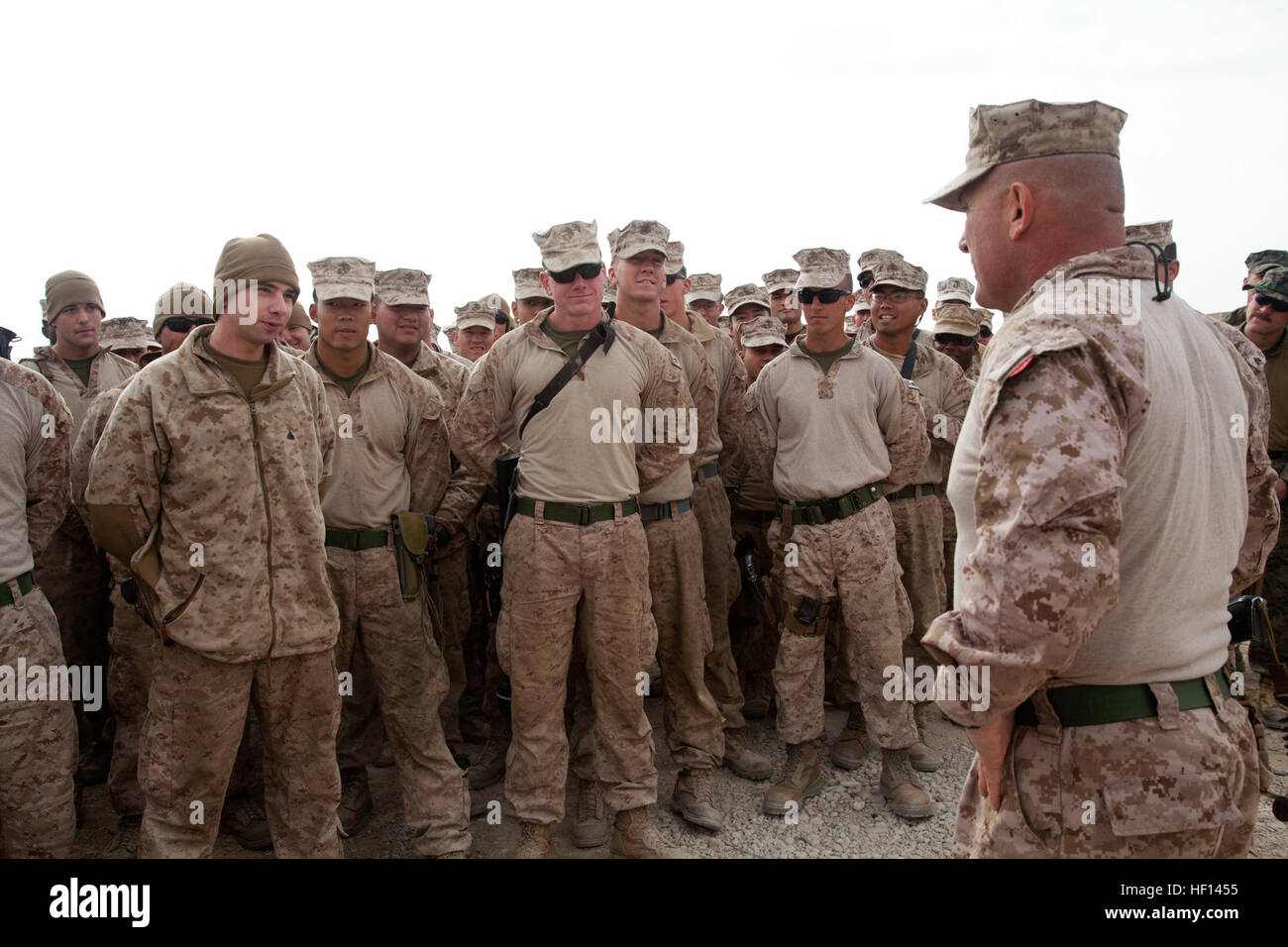 U.S. Marine Corps Col. Austin E. Renforth (right) commanding officer