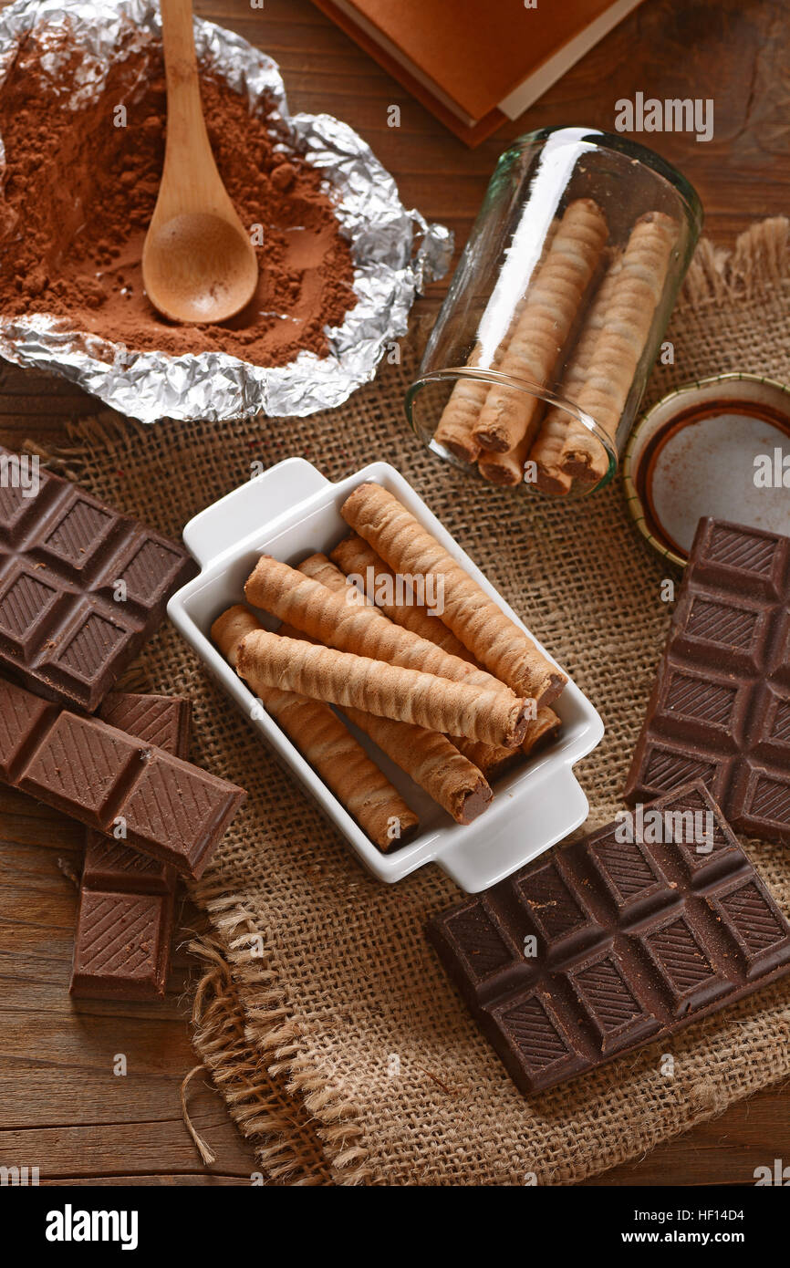 Pirouline Wafer Cookie chocolate filling Stock Photo Alamy
