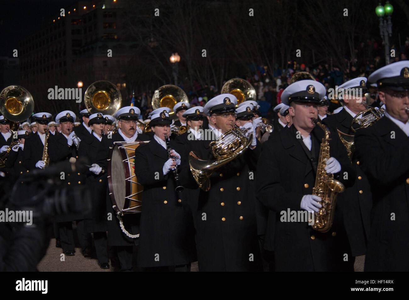 President Barack Obama watches the United States Navy Band from the ...