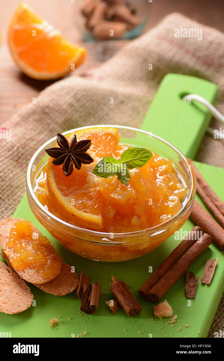 orange jam homemade in the glass bowl Stock Photo Alamy