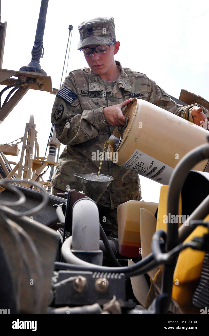 Spc. Michelle Metzger, a motor transport operator with 1487th