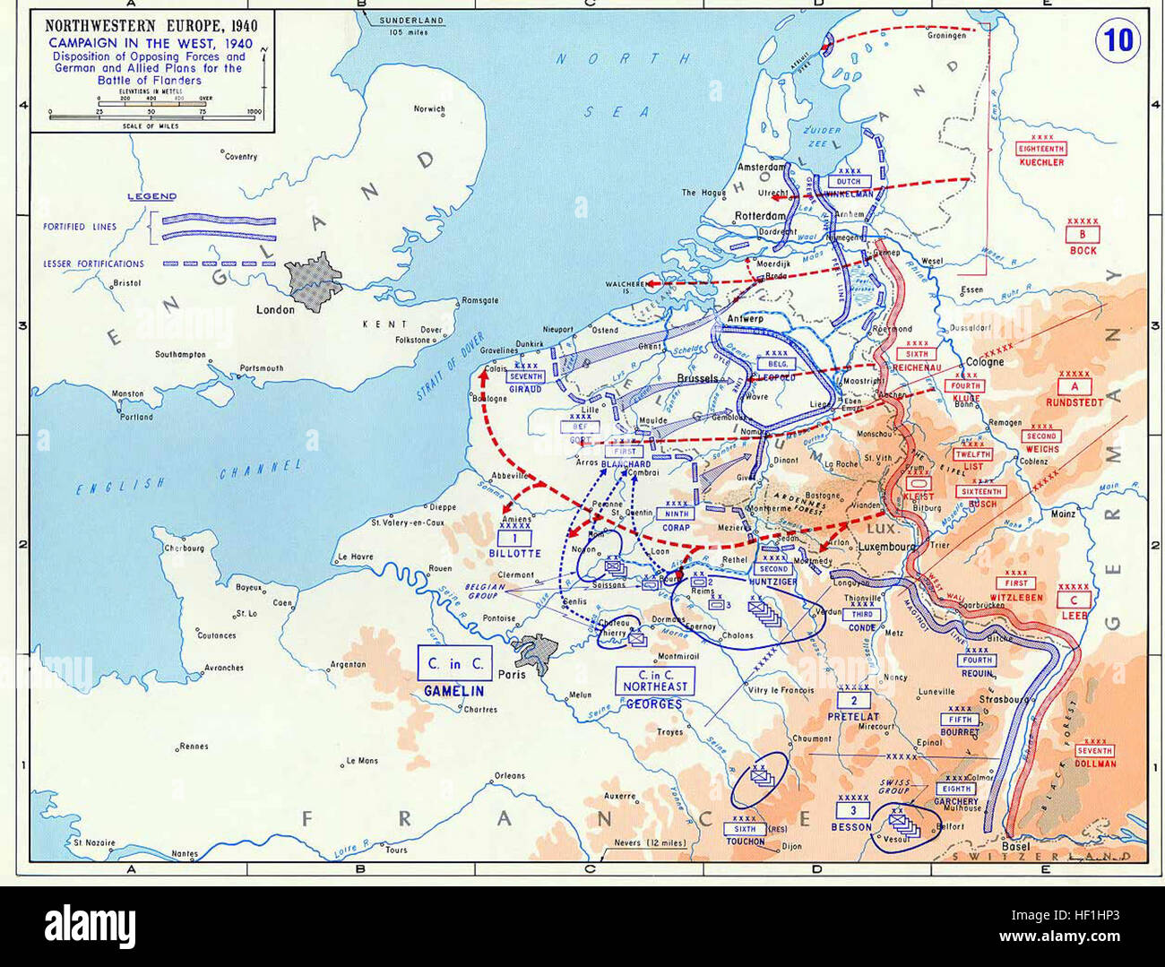 Tactical Operations Map A World War II operational map depicting troop movements, battle ...