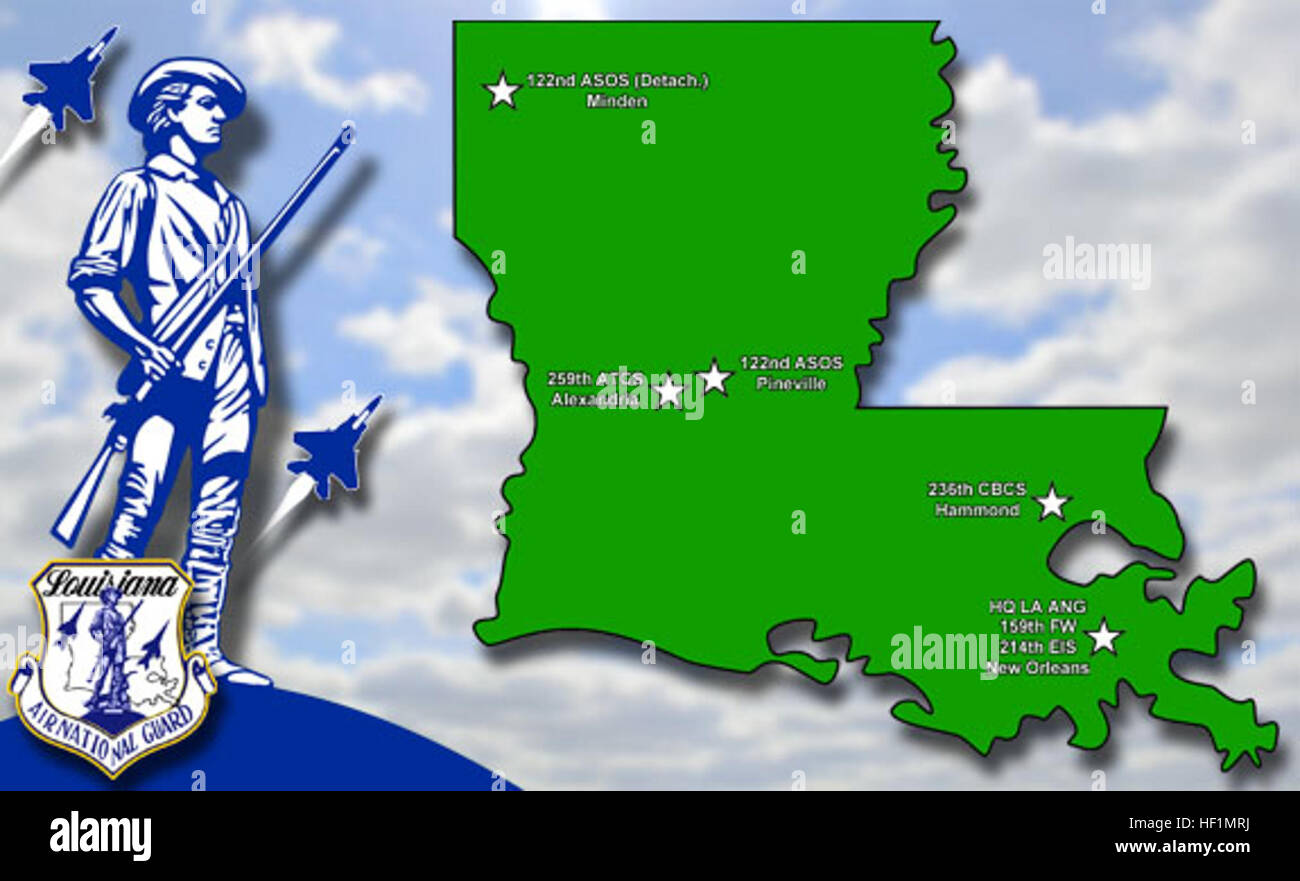 The Louisiana Air National Guard unit map shows the locations ...