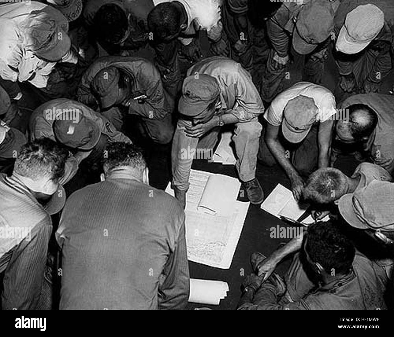 United States Marines deployed during the Korean War, conducting combat ...