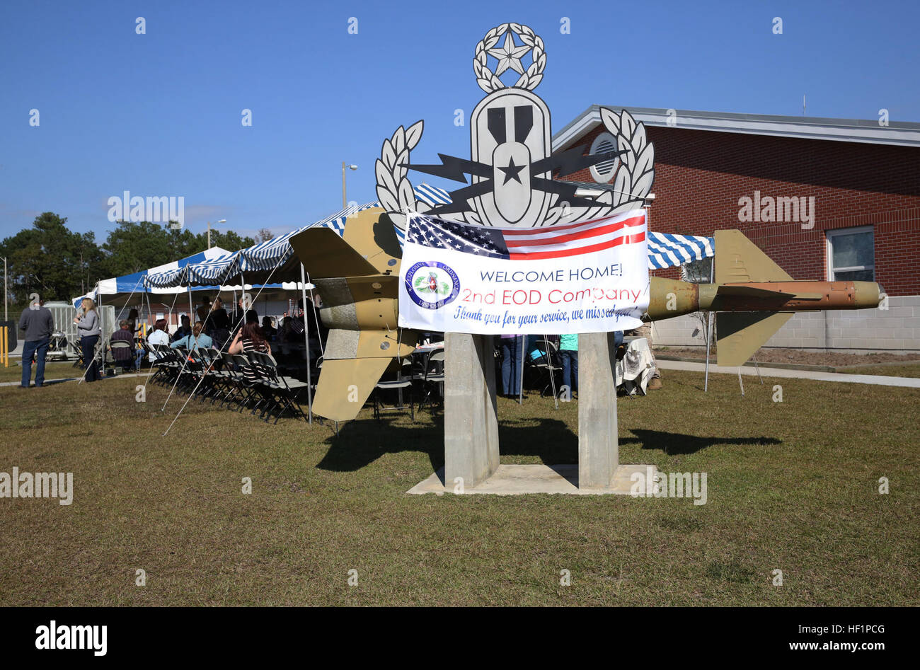 A Welcome Home Banner Hangs On The 2nd Explosives Ordnance