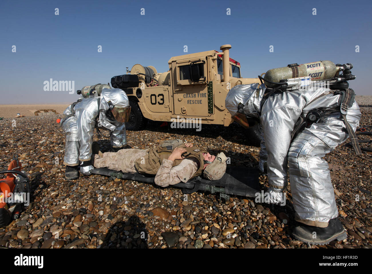 Marines from Marine Wing Support Squadron 372 conduct crash fire rescue ...