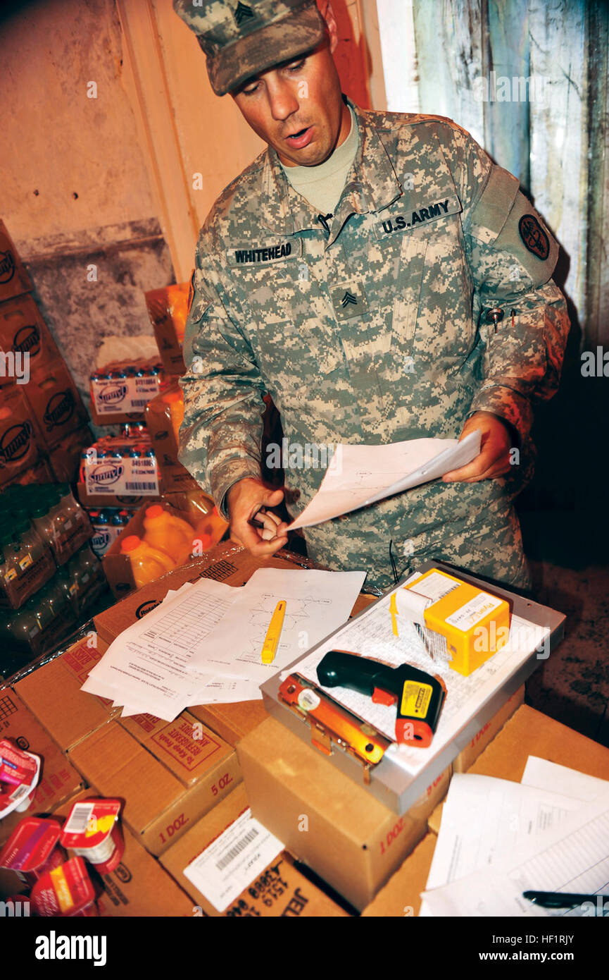 Army Sgt. Todd Whitehead, a veterinary food inspector assigned to