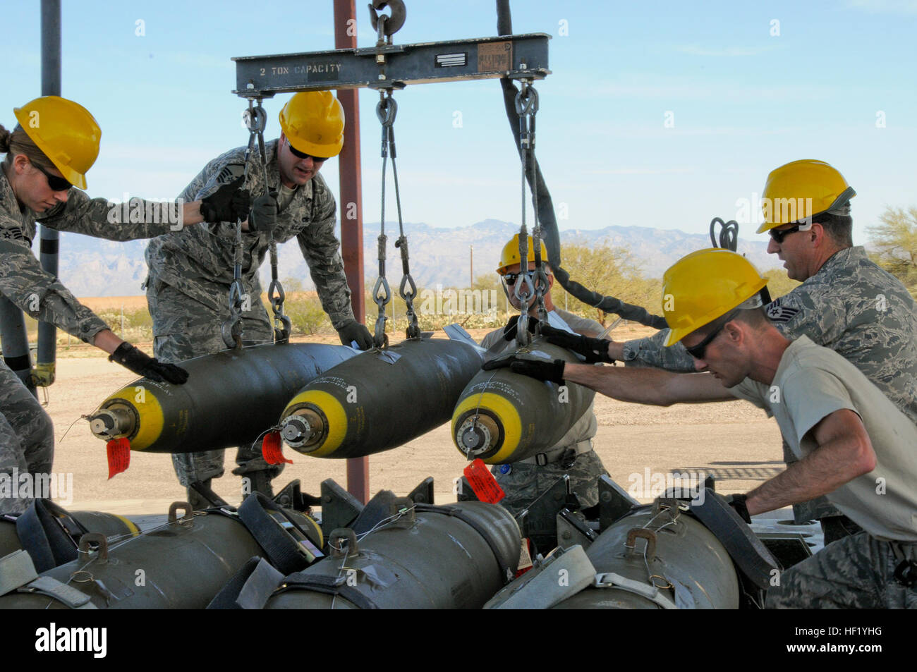 U.S. Air Force aircraft armament systems specialists from the New