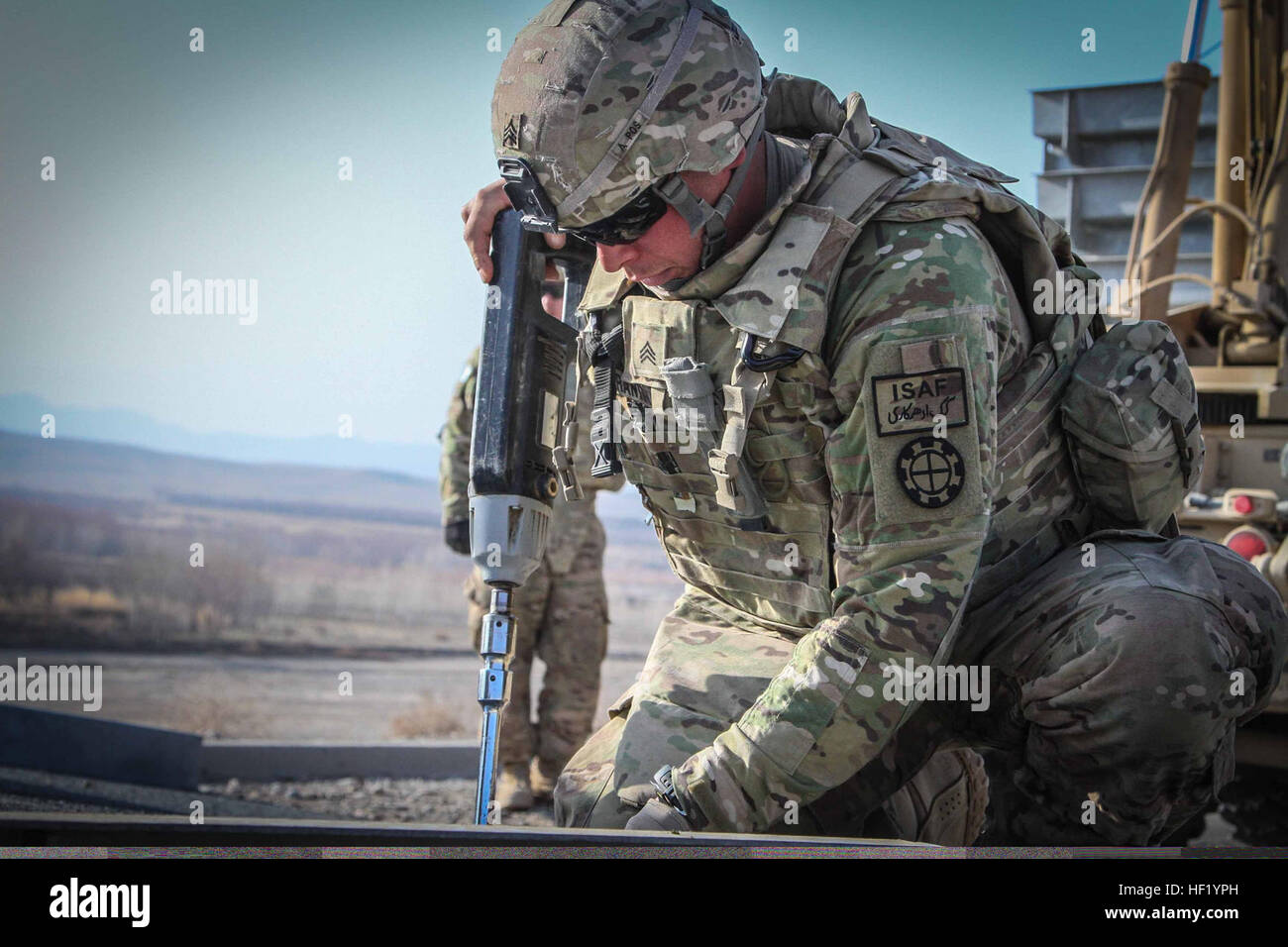 A soldier from the 1438th Engineer Company, Missouri Army National
