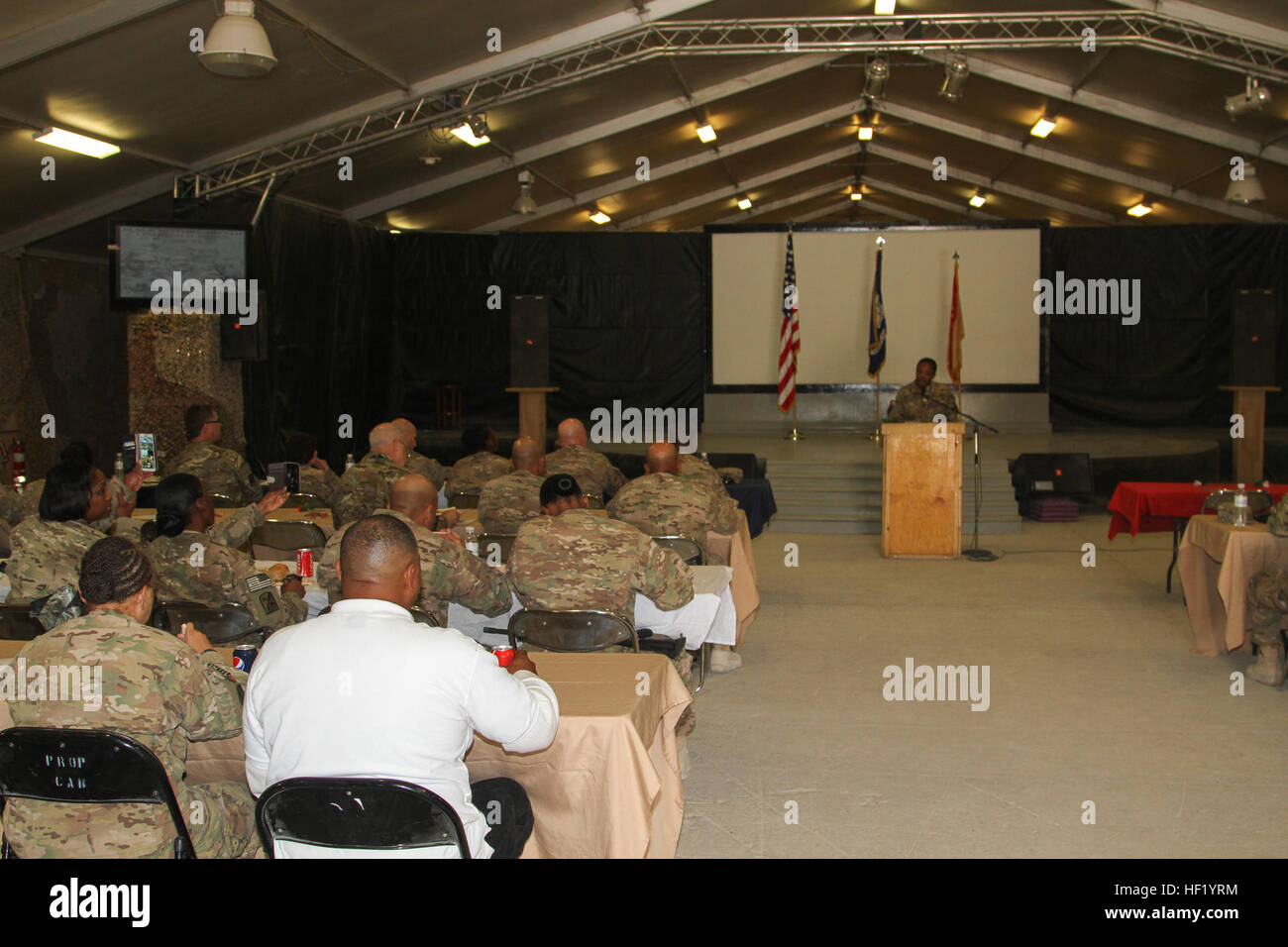 Attendants listen as Sgt. Maj. Carolyn Y. Donaldson of the 82nd
