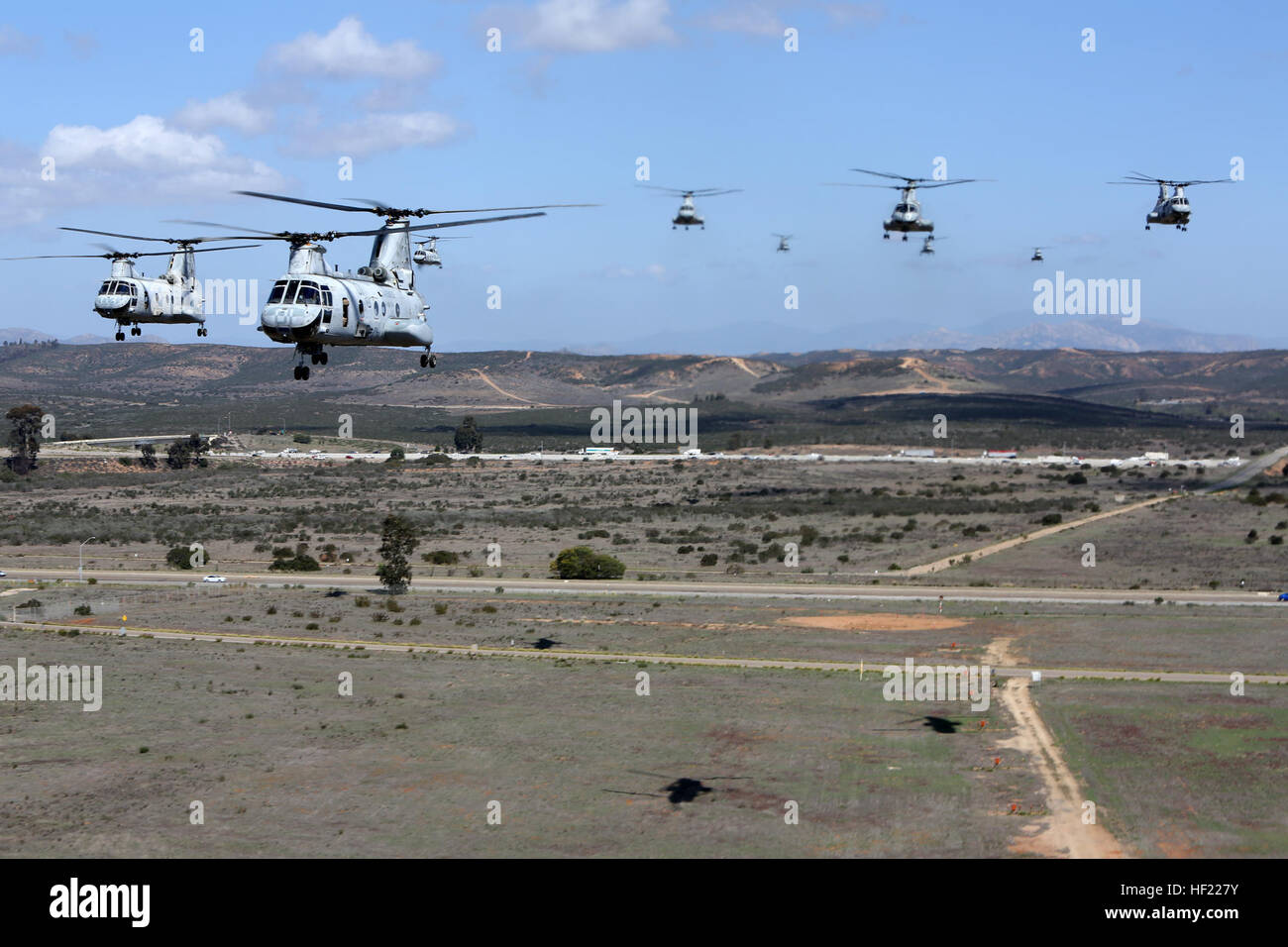 Ch 46 Sea Knight Helicopter Flying High Resolution Stock Photography ...