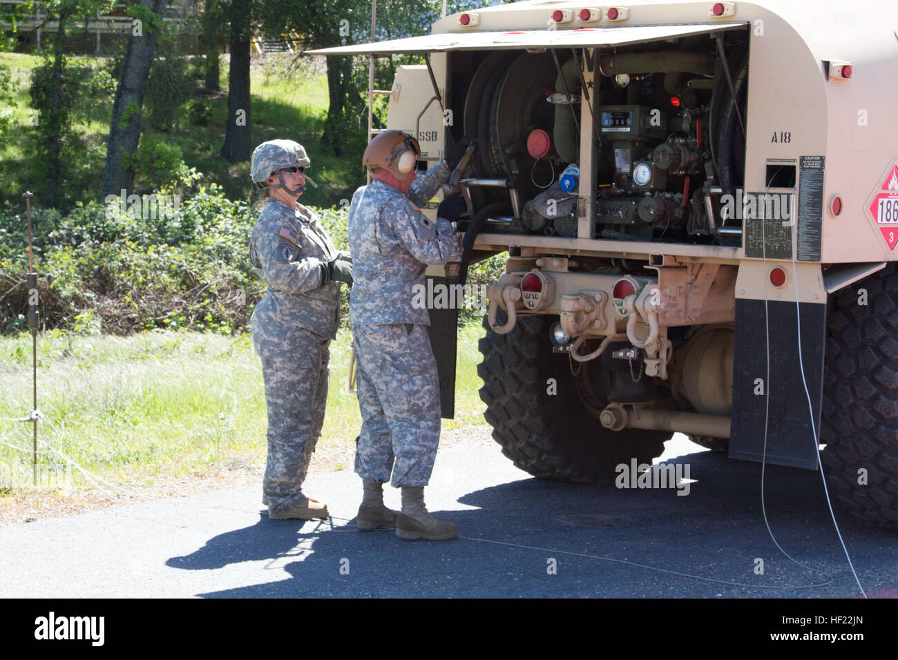 California Army National Guard crews from Company A, 3-140th Service ...