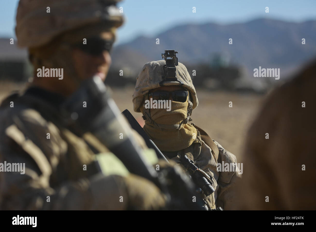 Corporal Solomon Salinas, right, a logistics embarkation specialist with Headquarters Company
