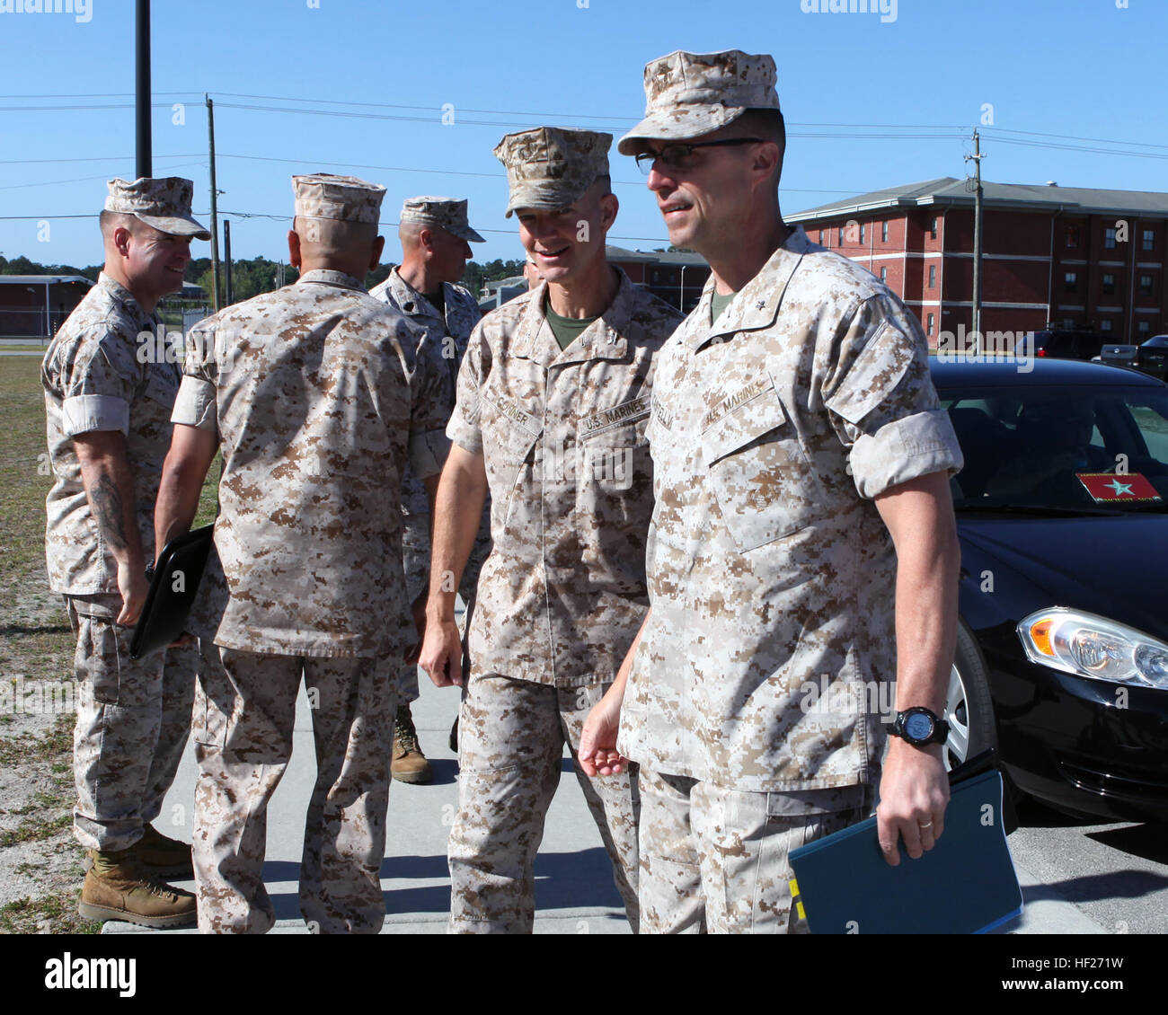 U.S. Marine Corps Col. Jeffrey T. Conner (left), commanding officer of ...