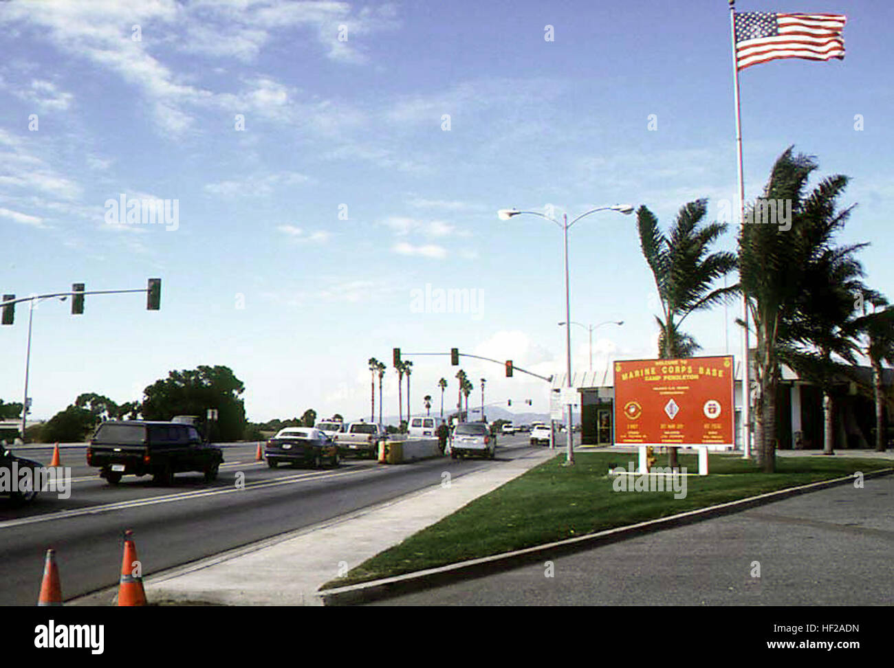 The main gate of Camp Pendleton. This is the main road for traffic into
