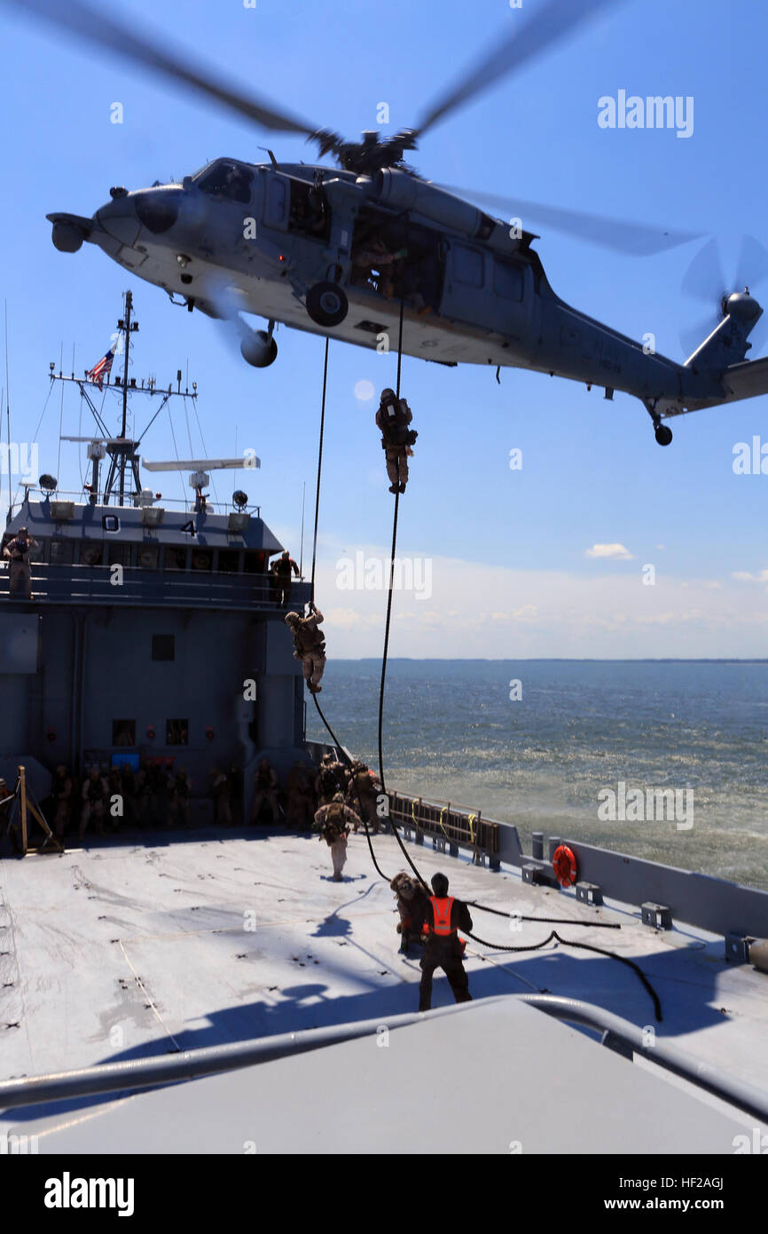 Seahawk Fast Roping Marines with the 24th MEU fast-rope from a Navy MH-60 Seahawk onto a ...