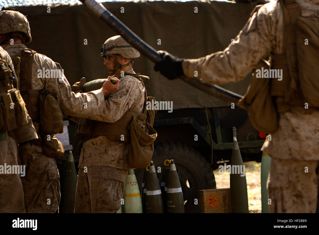 U.S. Marine Corps Lance Cpl. Matthew Hibbert, a field artillery fire controlman, with Charlie