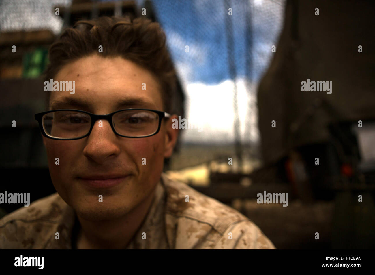 U.S. Marine Corps Lance Cpl. Matthew Hibbert, a field artillery fire