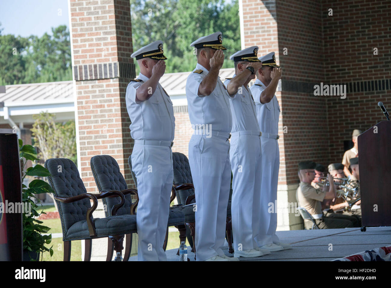 From left, U.S. Navy Cmdr. Michael Tomlinson, Camp Lejeune Naval
