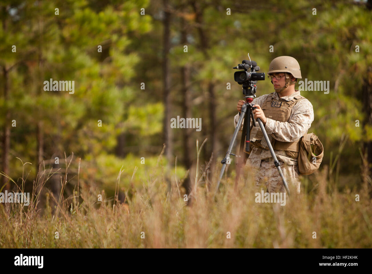 U.S. Marine Corps Lance Cpl. John Hamilton, videographer, Combat Camera ...