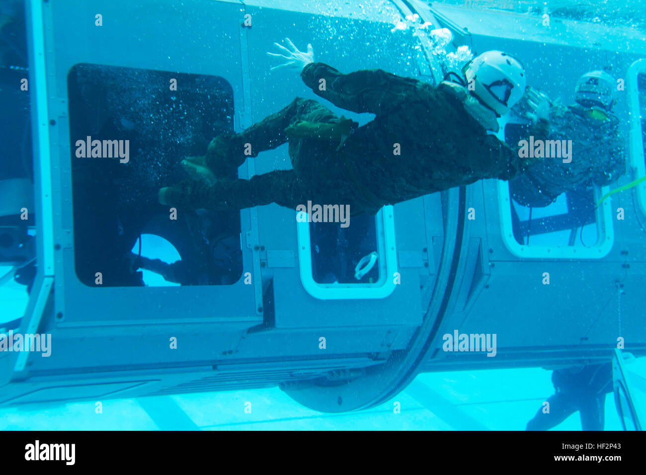 Marines exit a Modular Amphibious Egress Trainer during Underwater ...