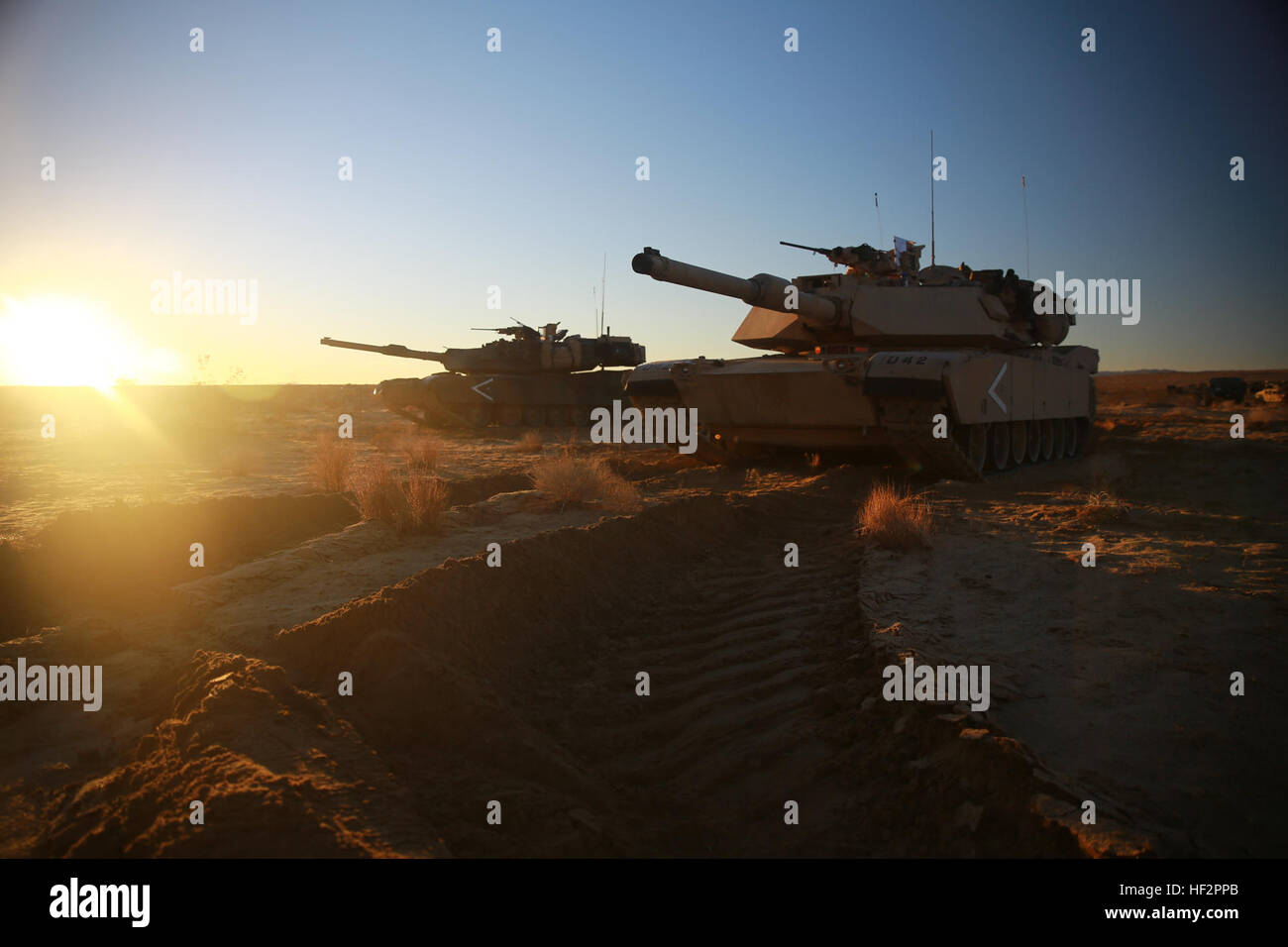Tank Defensive Position M1 Abrams tanks occupy defensive positions and conduct a mechanized ...