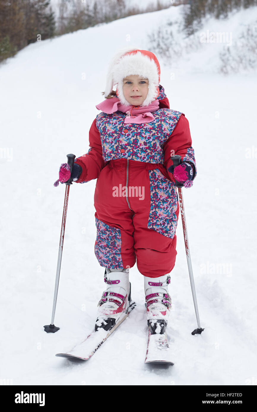 Little girl learning to ski Stock Photo Alamy