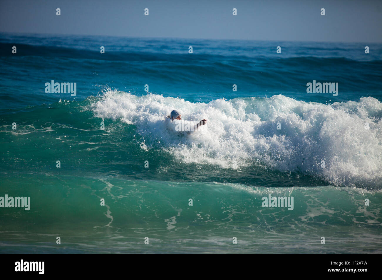 Competitors of the Pyramid Rock Body Surfing Competition 2015 compete