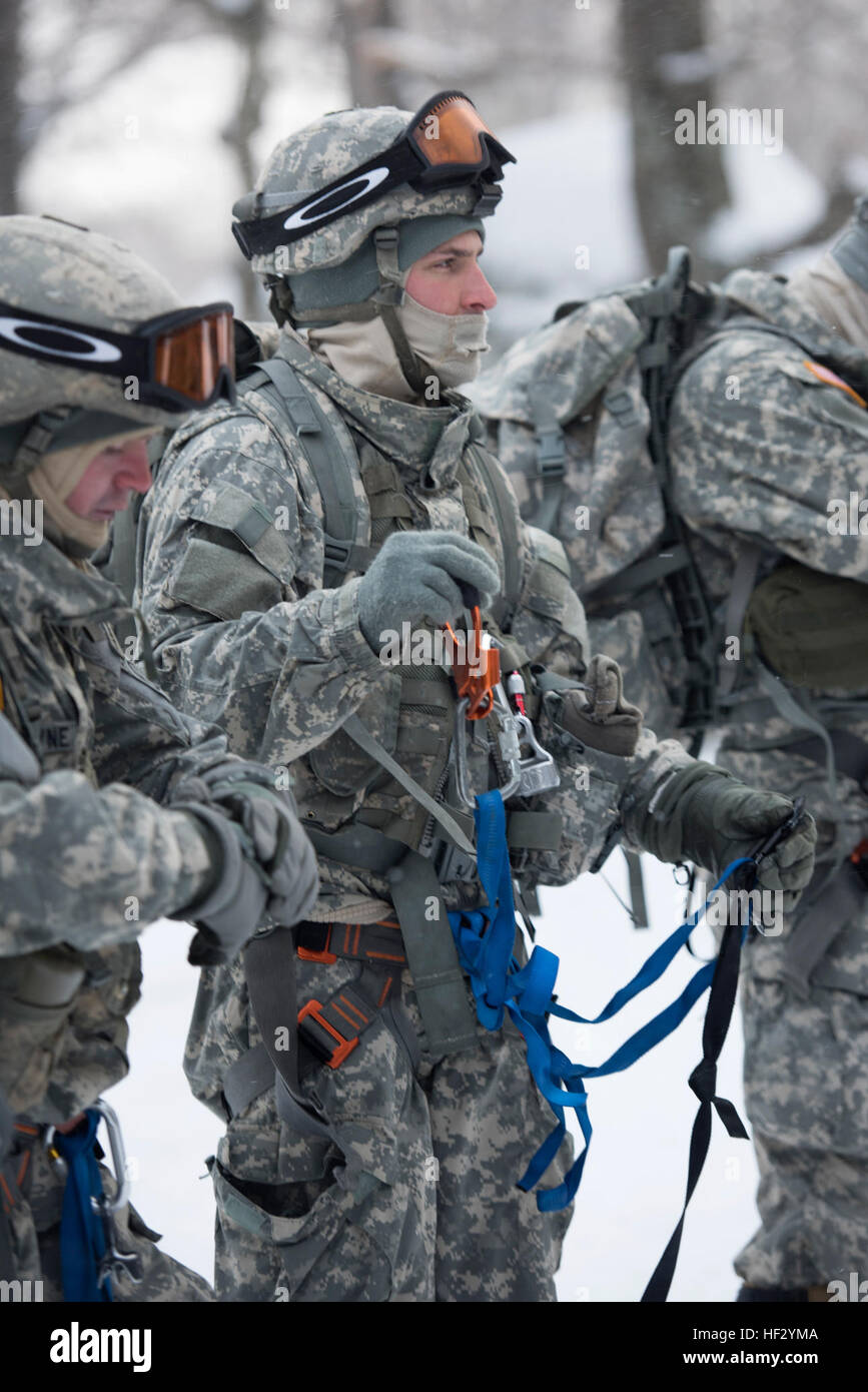A Soldier attending the U.S. Army Mountain Warfare School in Jericho