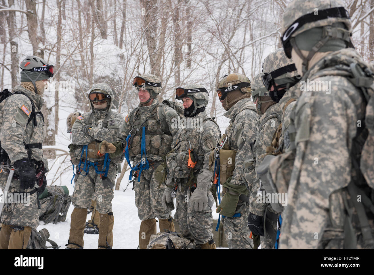 Soldiers attending the U.S. Army Mountain Warfare School in Jericho, Vt
