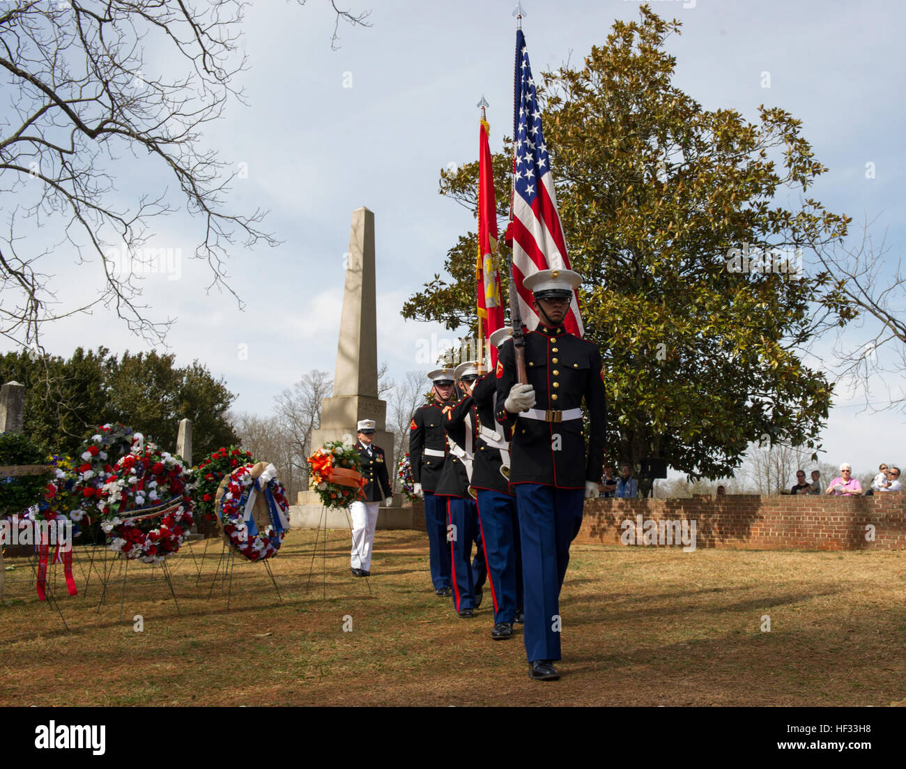 Marines with Marine Corps Base Quantico's Color Guard retire the Colors ...