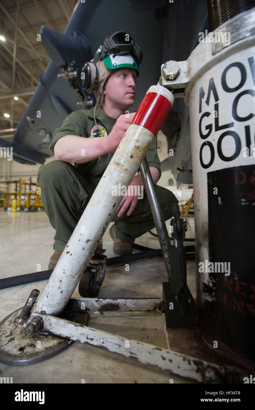 U.S. Marine Corps Lance Cpl. Jordan M. Masters, an ejection seat mechanic assigned to Marine