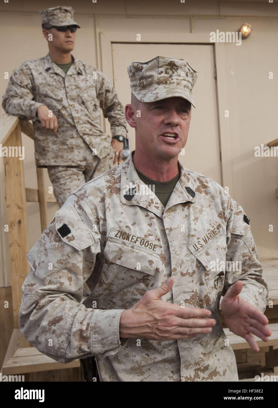 Sgt. Maj. Bryan Zickefoose, an Omaha, Neb., native, addresses