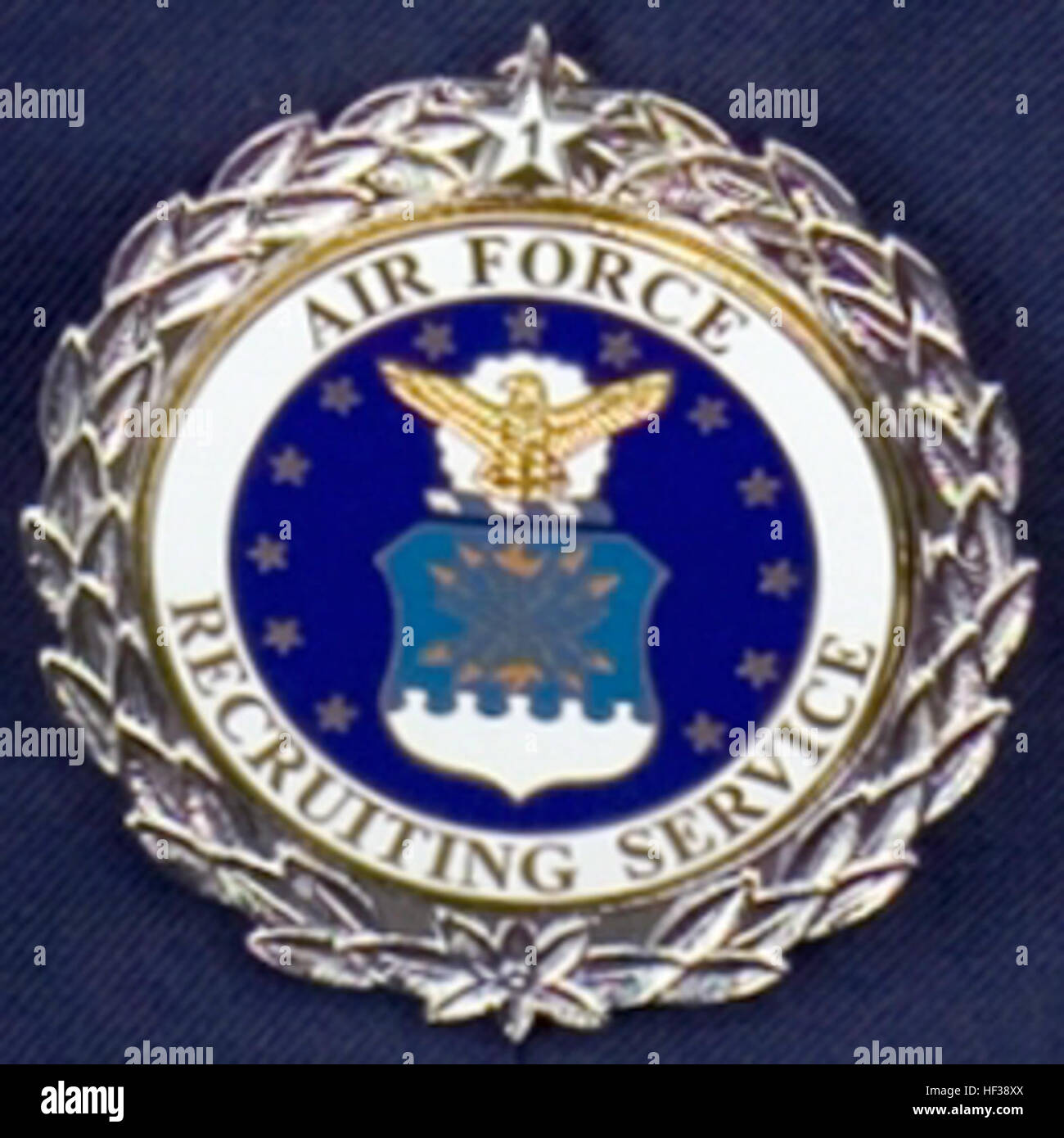 USAF Recruiting Service Badge with Silver Wreath1st Award Stock Photo