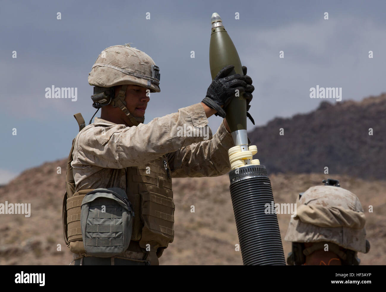 A U.S. Marine Corps field artillery cannoneer with Golf Battery, 2nd